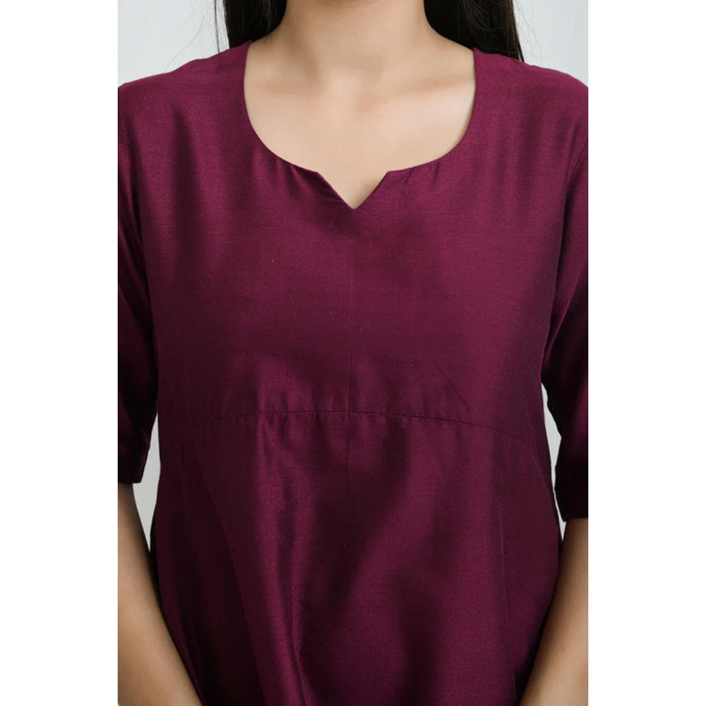 OMAANA Burgandy Luxe Handkerchief Maxi Dress