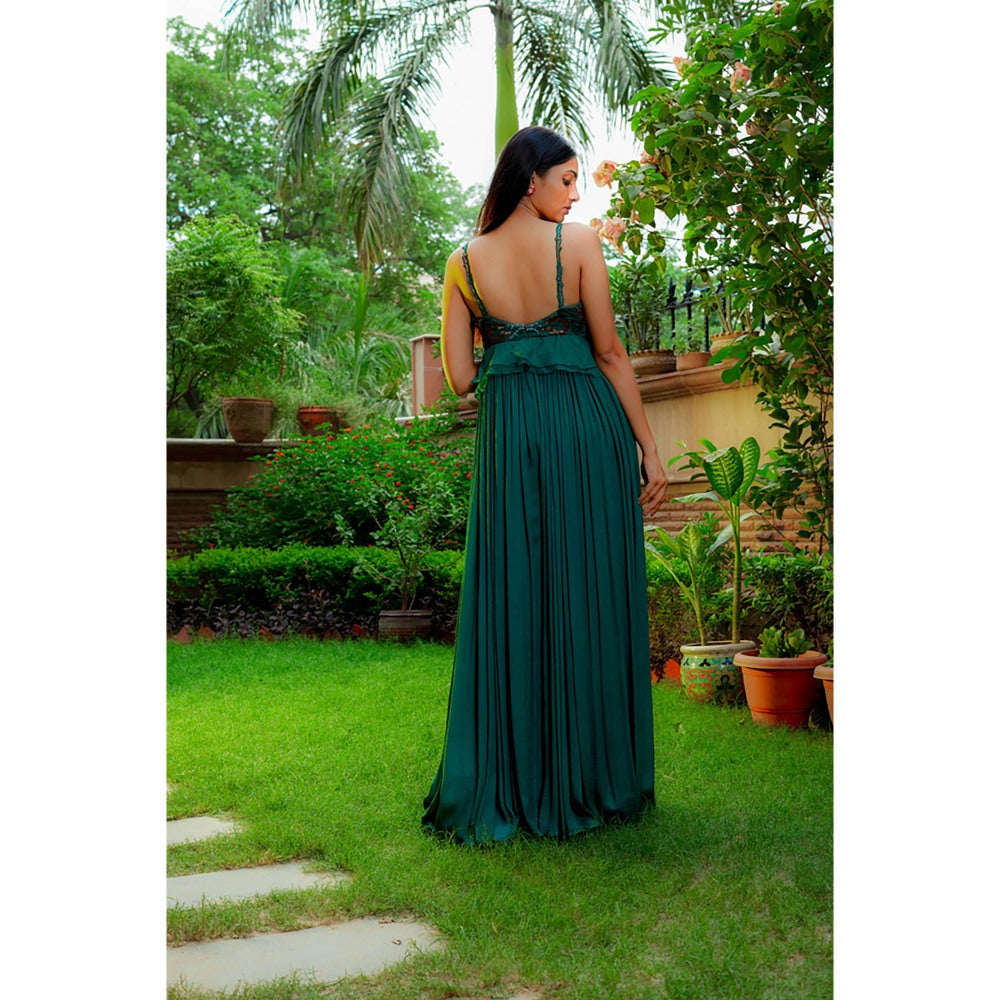 Omana by Ranjana Bothra Teal Emblished Jumpsuit