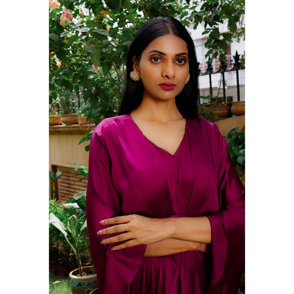 Omana by Ranjana Bothra Mulberry Purple Cowl Gown