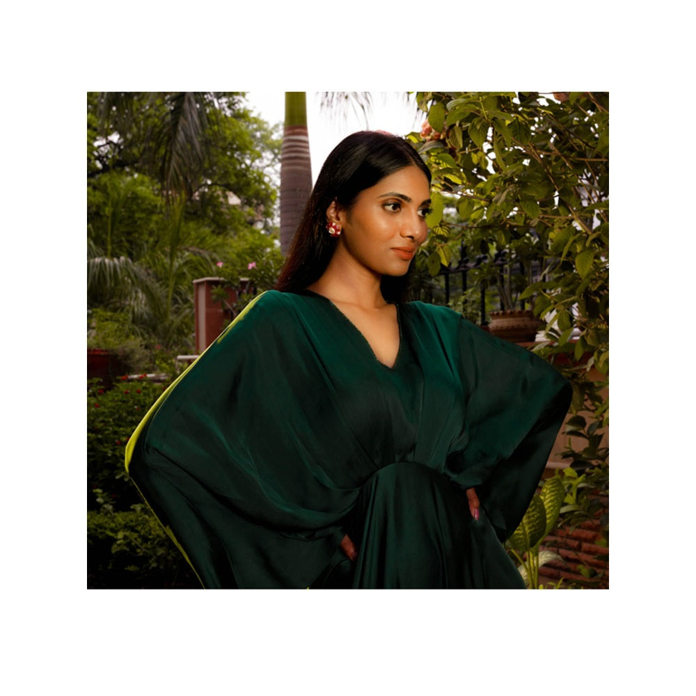 Omana by Ranjana Bothra Emerald Cowl Gown