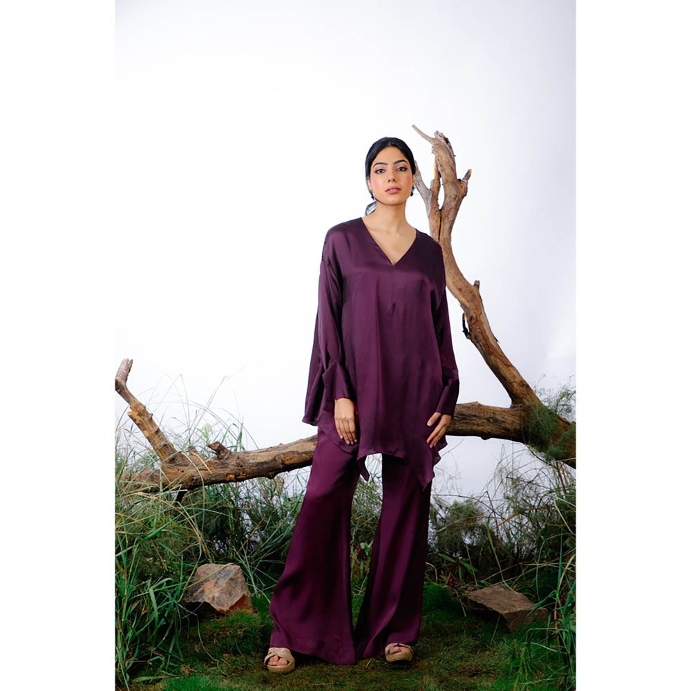 Omana by Ranjana Bothra Plum Amy Co-Ord (Set of 3)