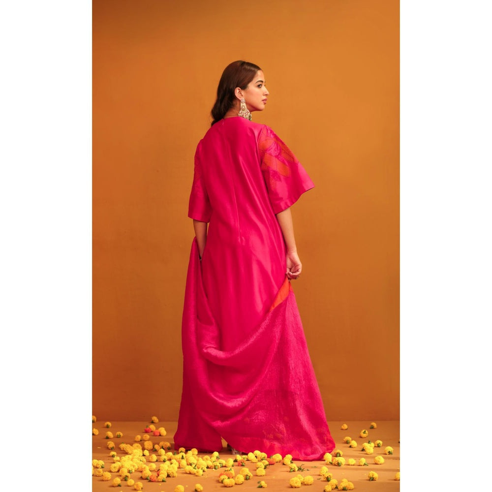 Omana by Ranjana Bothra Pink Jasmine Applique Kurta with Pant and Dupatta (Set of 3)