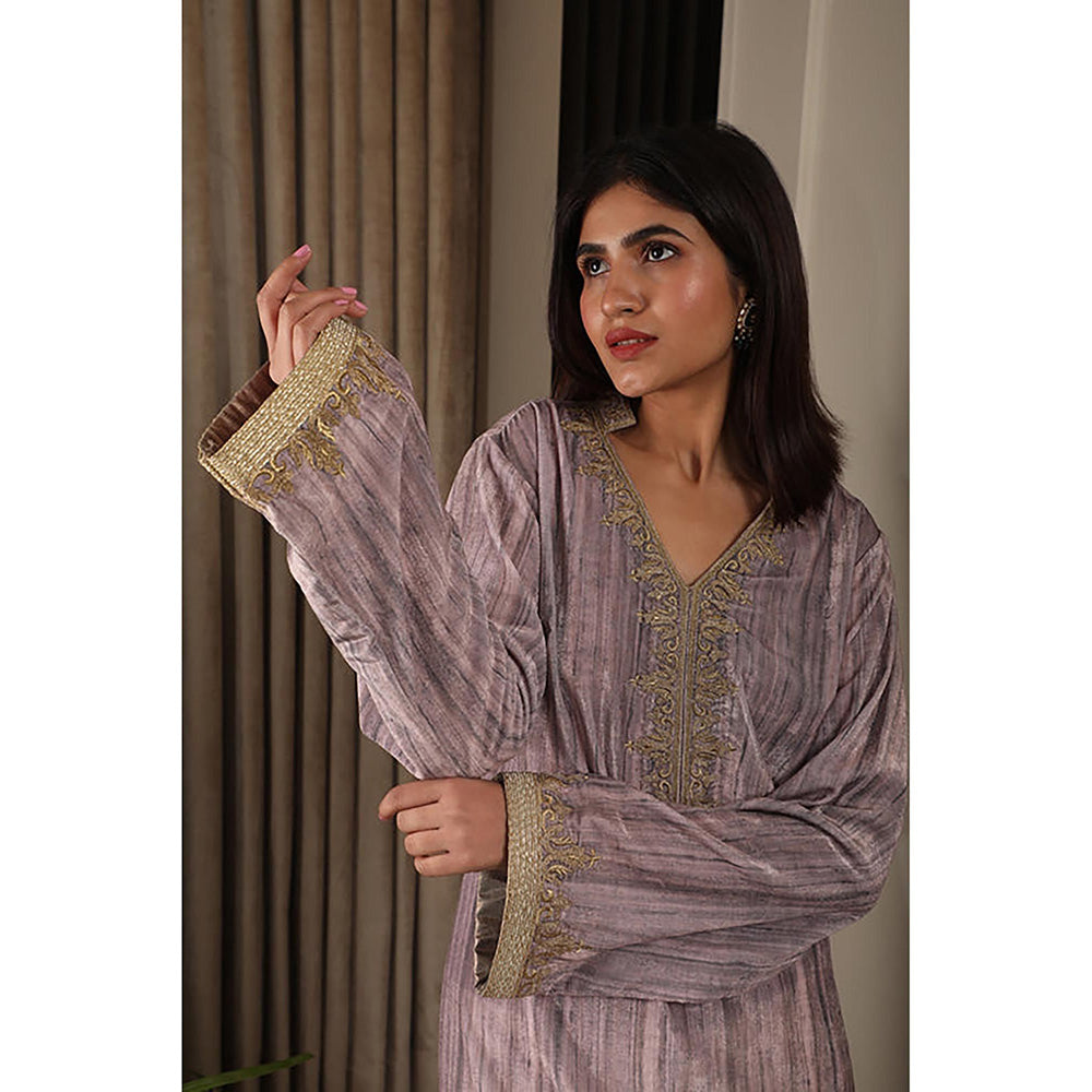 Omana by Ranjana Bothra Lilac Ombre Velvet Kurta