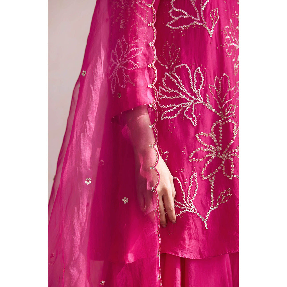 One Not Two Pink Embroidered Dupatta