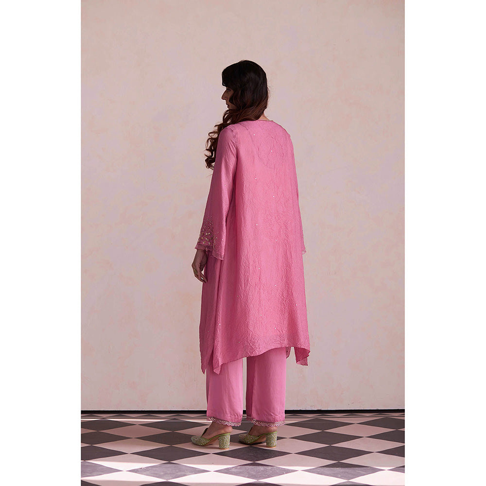 One Not Two Pink Kurta with Slip and Palazzo (Set of 3)