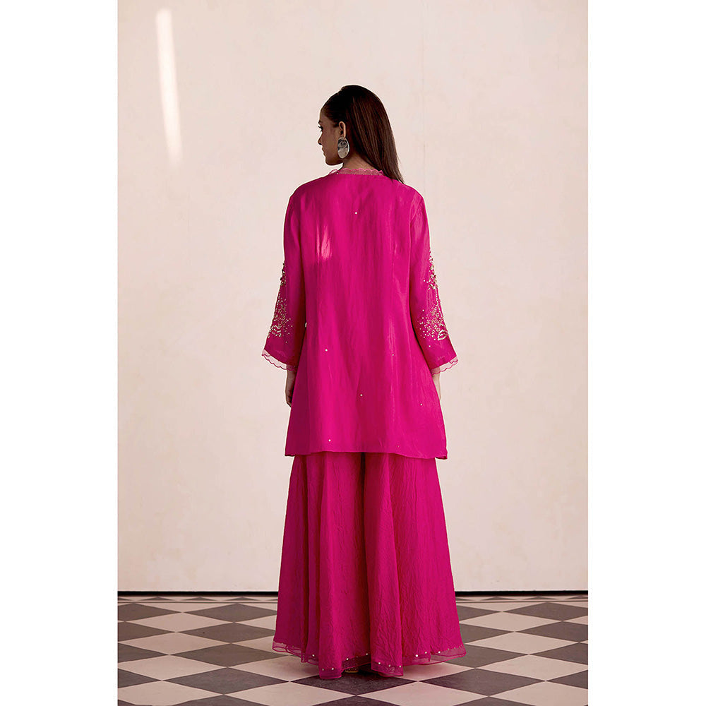 One Not Two Hot Pink Embroidered Sharara with Kurti (Set of 2)