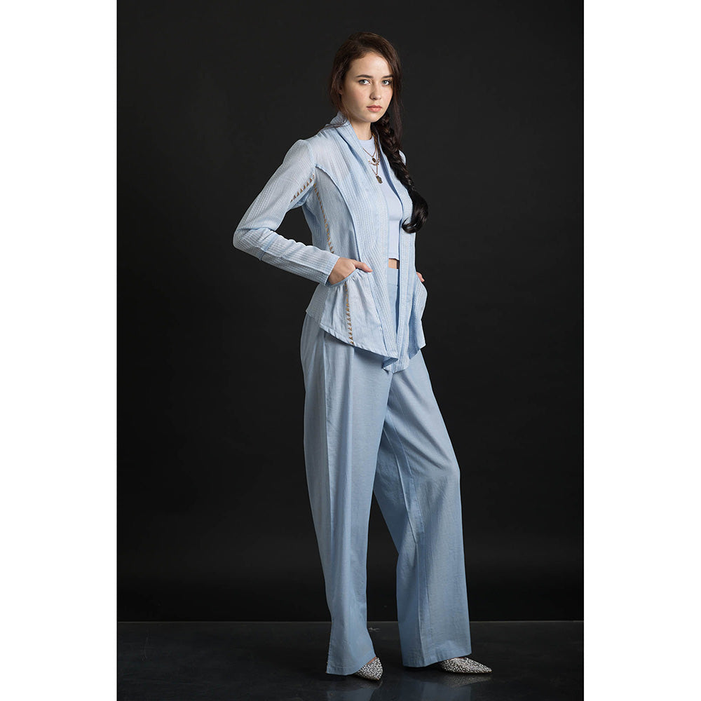 ORCR Carine Stripes Full Sleeves Blue Jacket