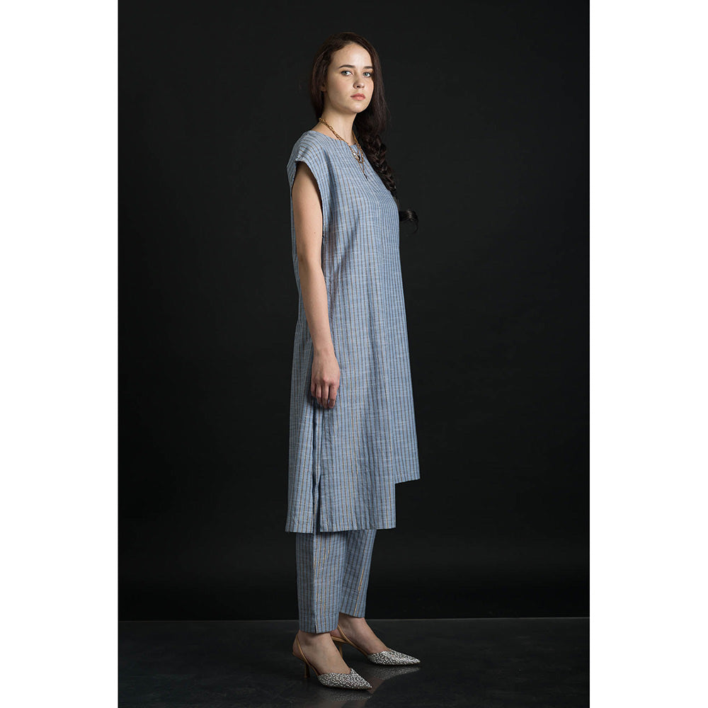 ORCR Kuish Stripes Cap Blue Top with Pant (Set of 2)