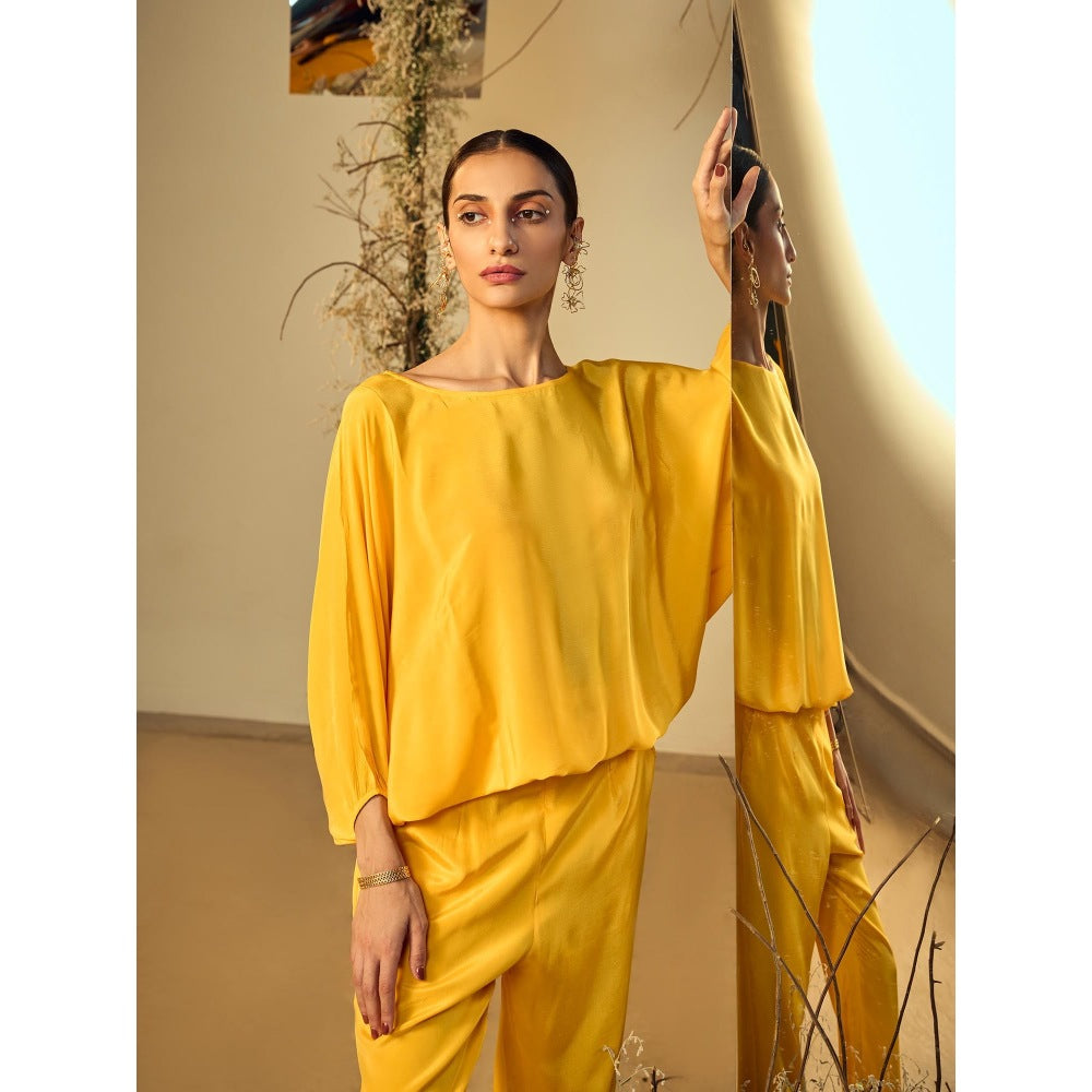 ORIGANI Yellow Solid Marigold Bliss Co-Ord (Set of 2)