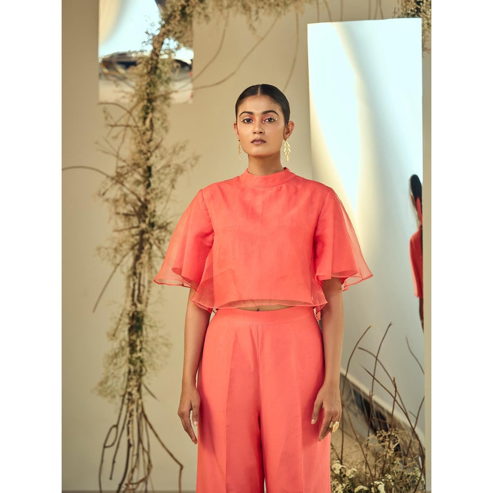 ORIGANI Tropical Coral Solid Co-Ord (Set of 2)