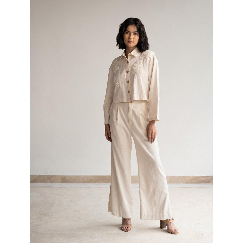 ORIGANI White Rosewood Embroidered Co-Ord (Set of 2)