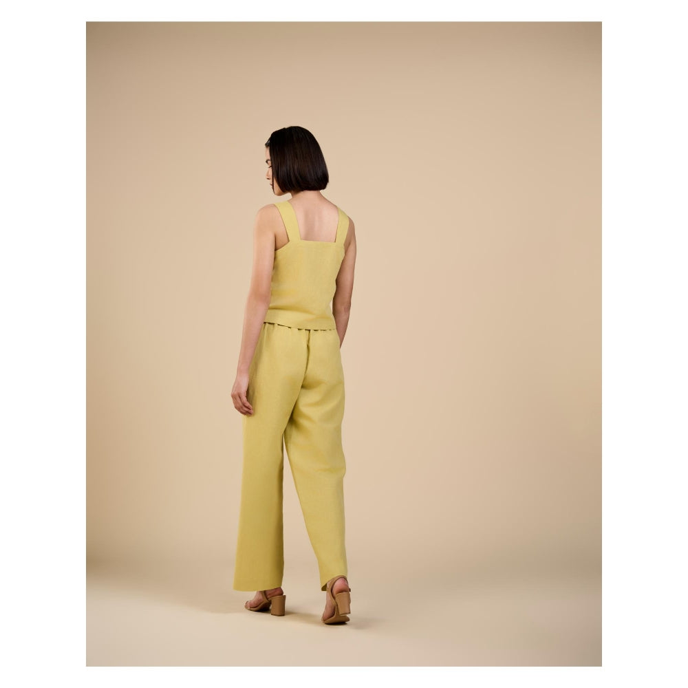 ORIGANI Green Linen Dewdrop Top