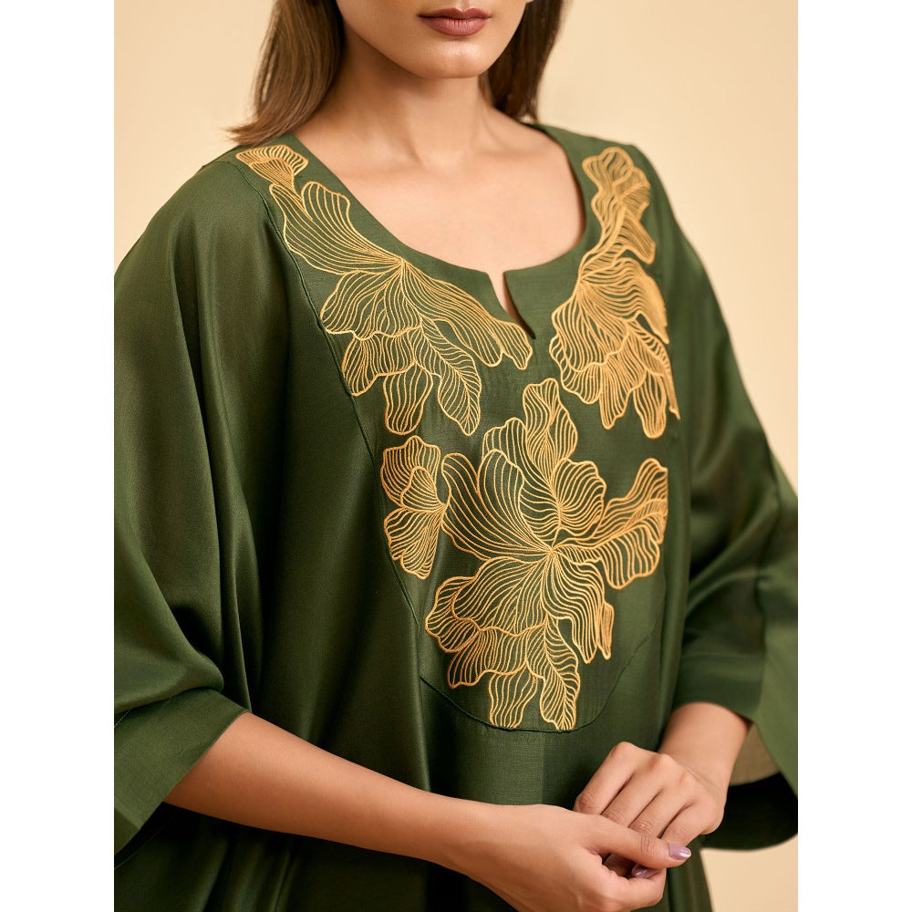 ORIGANI Olive Serenity Suit Kaftan with Pant and Inner (Set of 3)