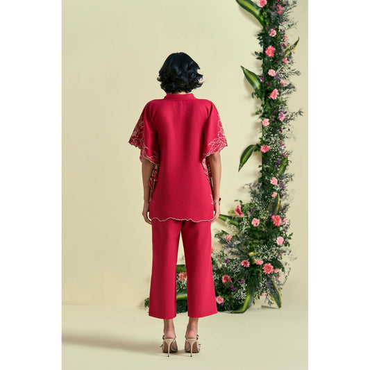 ORIGANI Red Jardin Kaftan Shirt