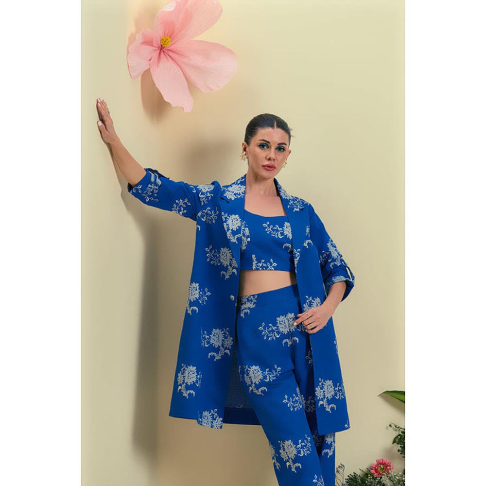 ORIGANI Blue Brisa Embroidered Blazer Jacket