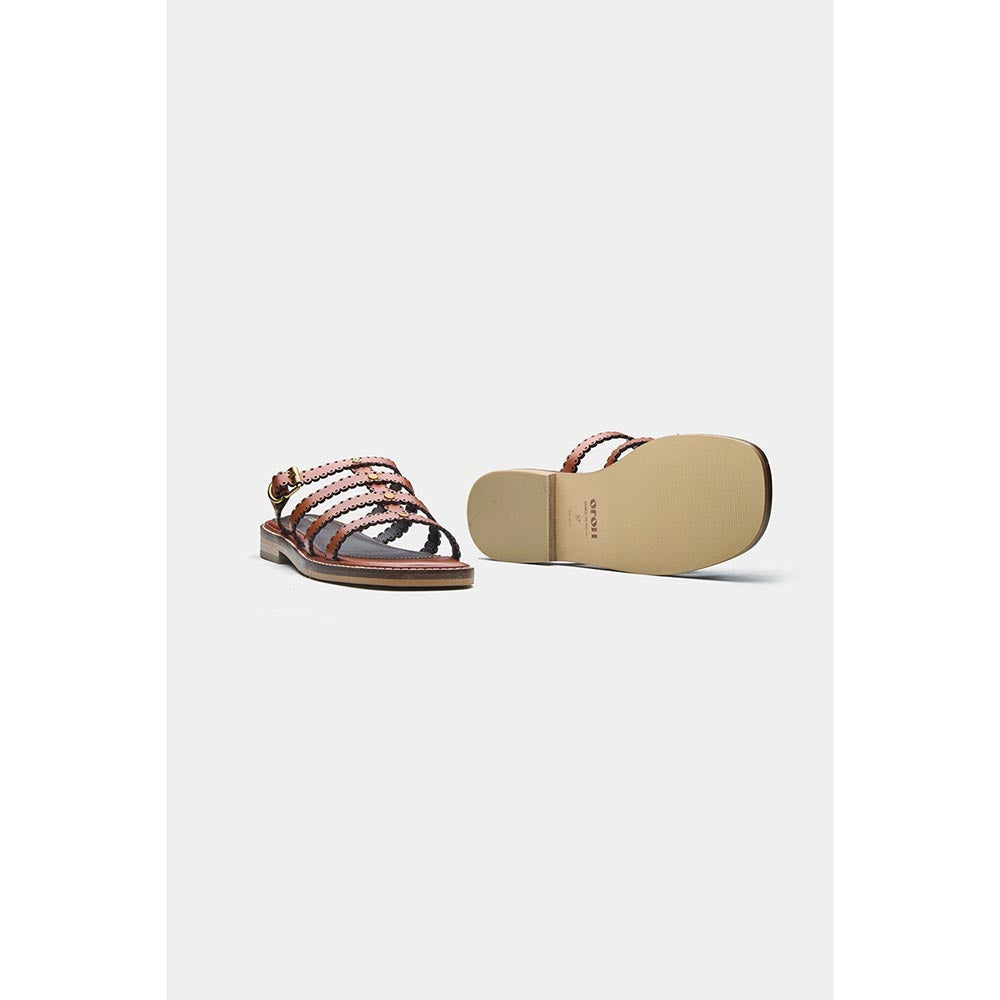 Oroh Women Tan Ines Open Toe Flats