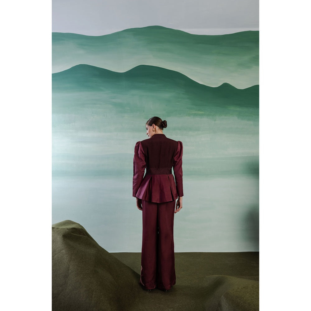 Orthodox Burgundy Celtic-Inspired Luxury Blazer with Modern Flair