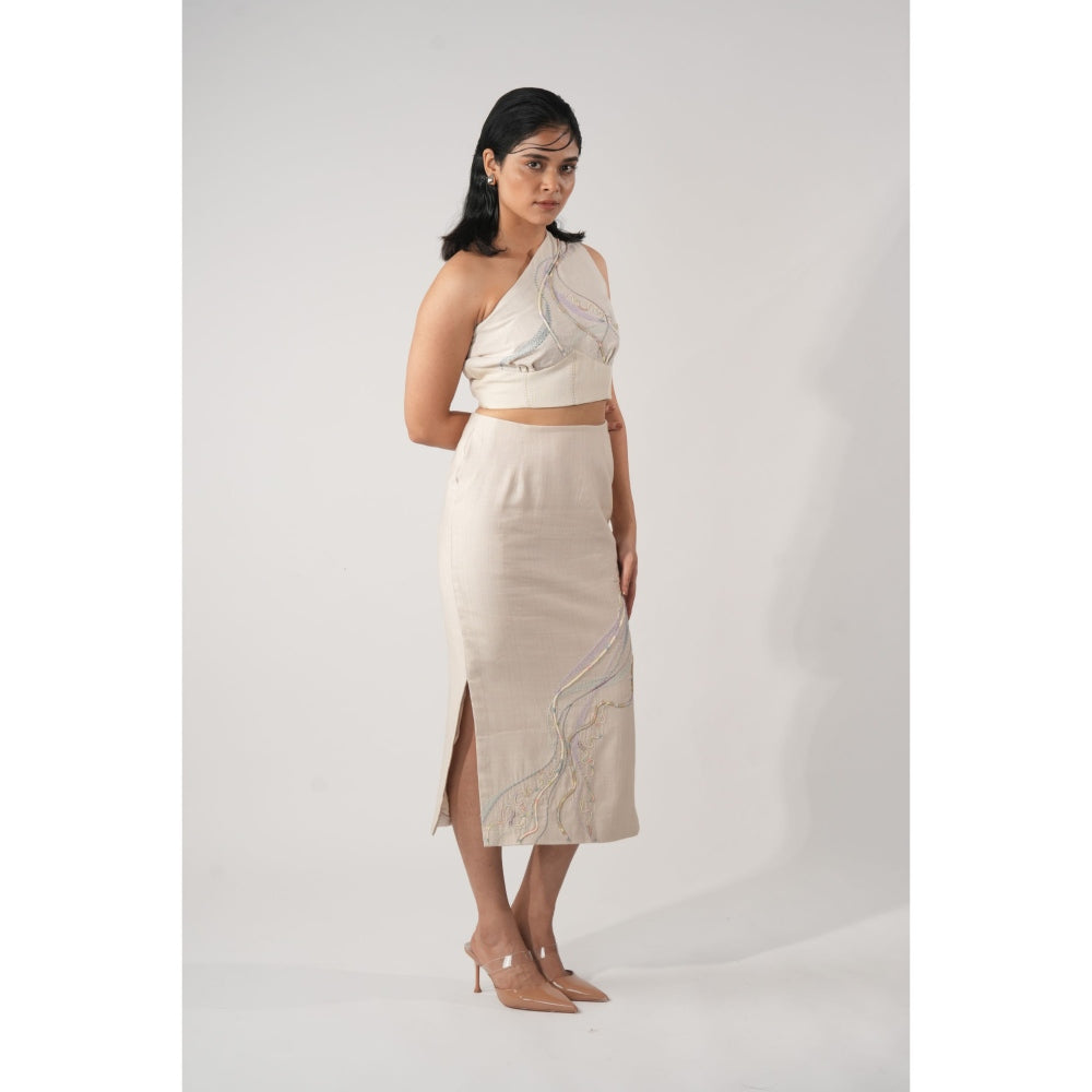 Orthodox Beige Nurturer Embroidered Skirt