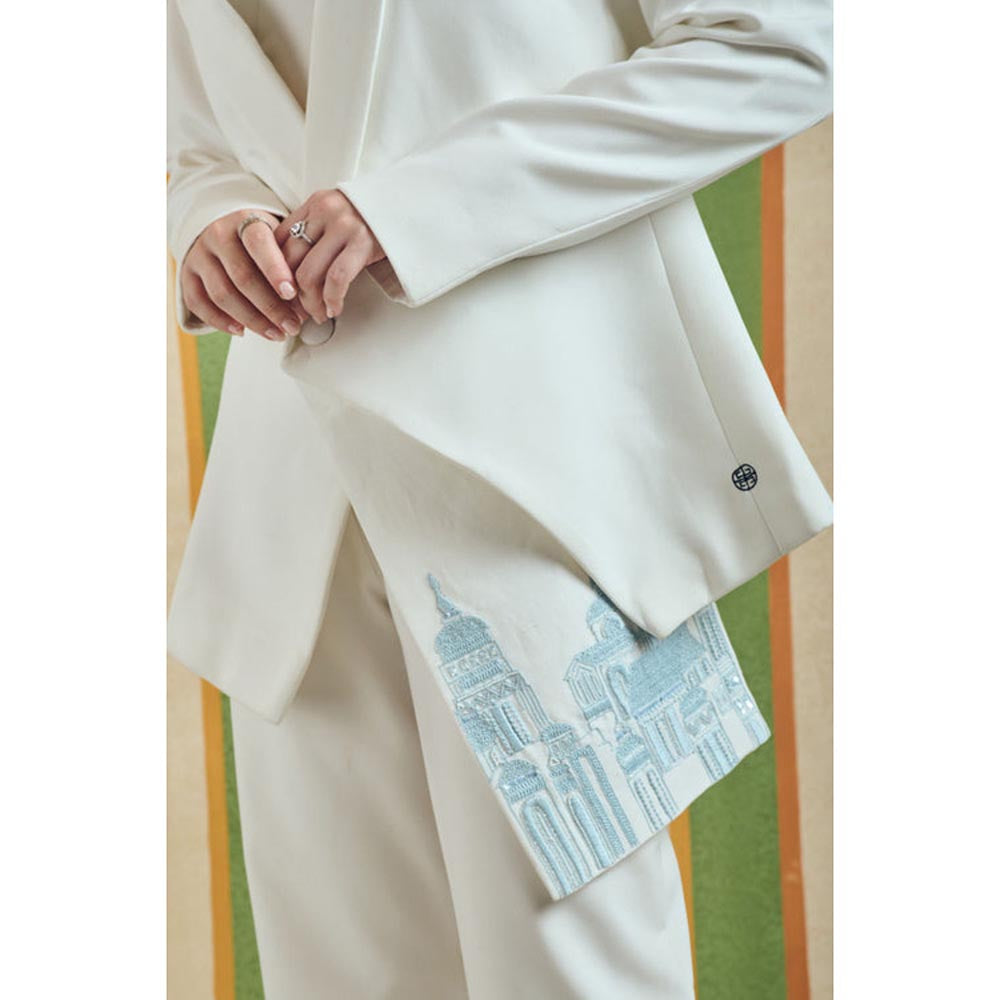 Orthodox Womens Embroidered White Blazer