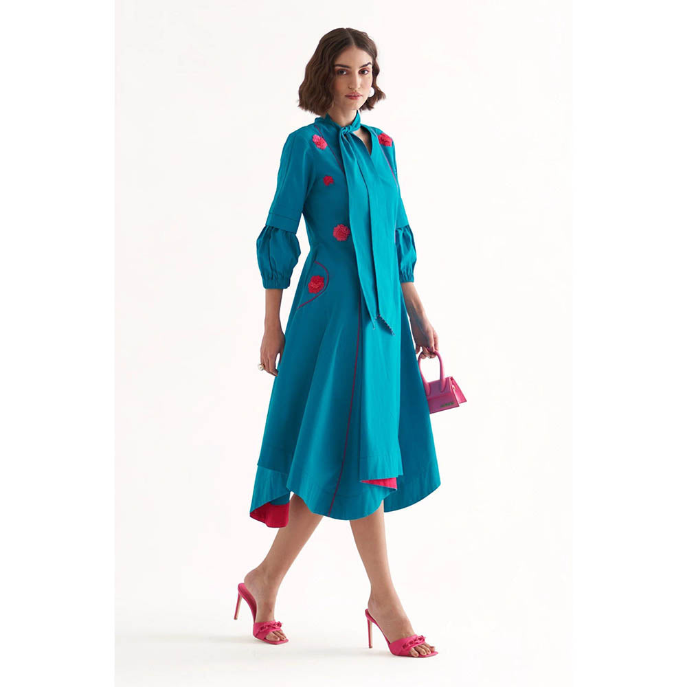 Our Love Cirrus Turquoise Cotton Midi Dress