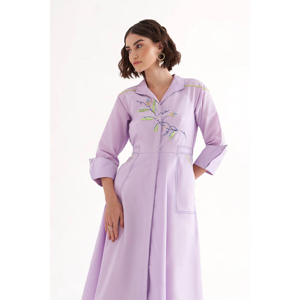 Our Love Cleave Lavender Cotton Midi Dress