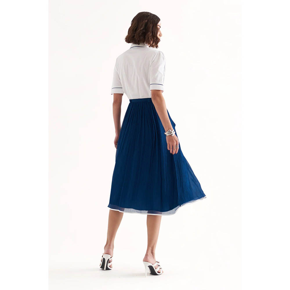 Our Love Drip Persian Blue Crinkle Chiffon Midi Skirt