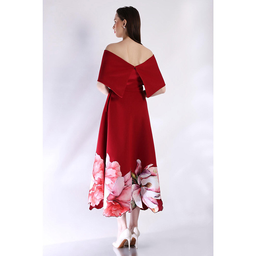 Ozeqo Womens Maroon Dress with Wrap (Set of 2)