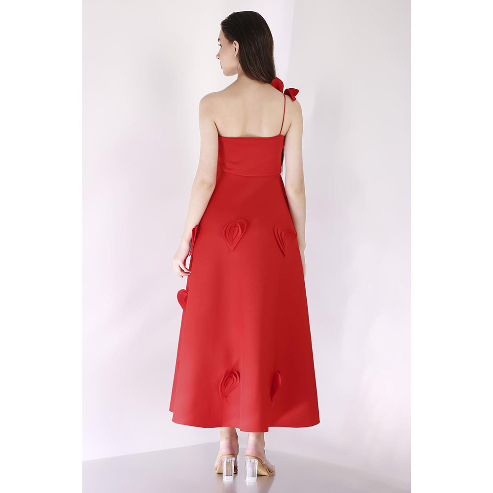 Ozeqo Womens Red One Shoulder Drerss