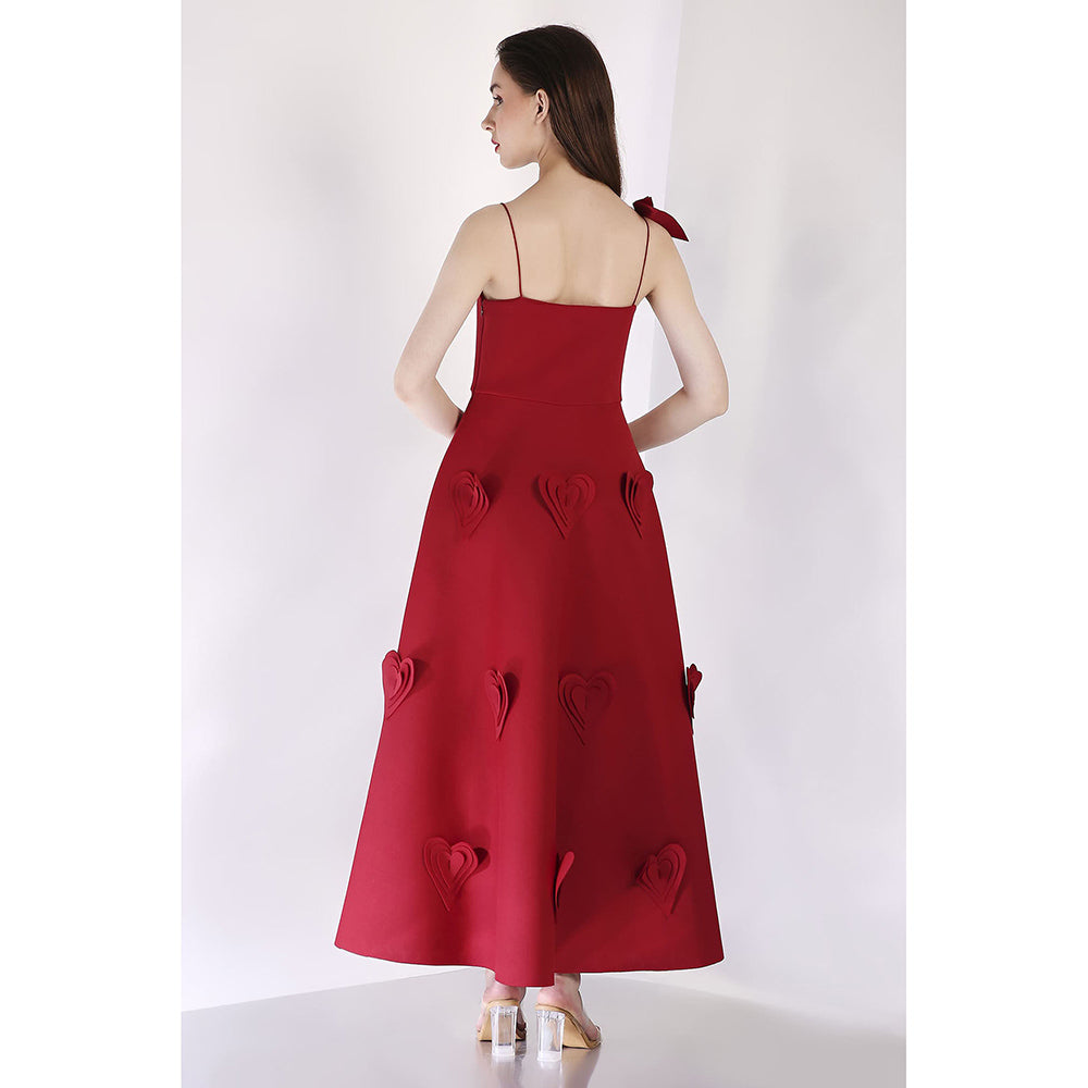 Ozeqo Maroon Should Straps Midi Dress