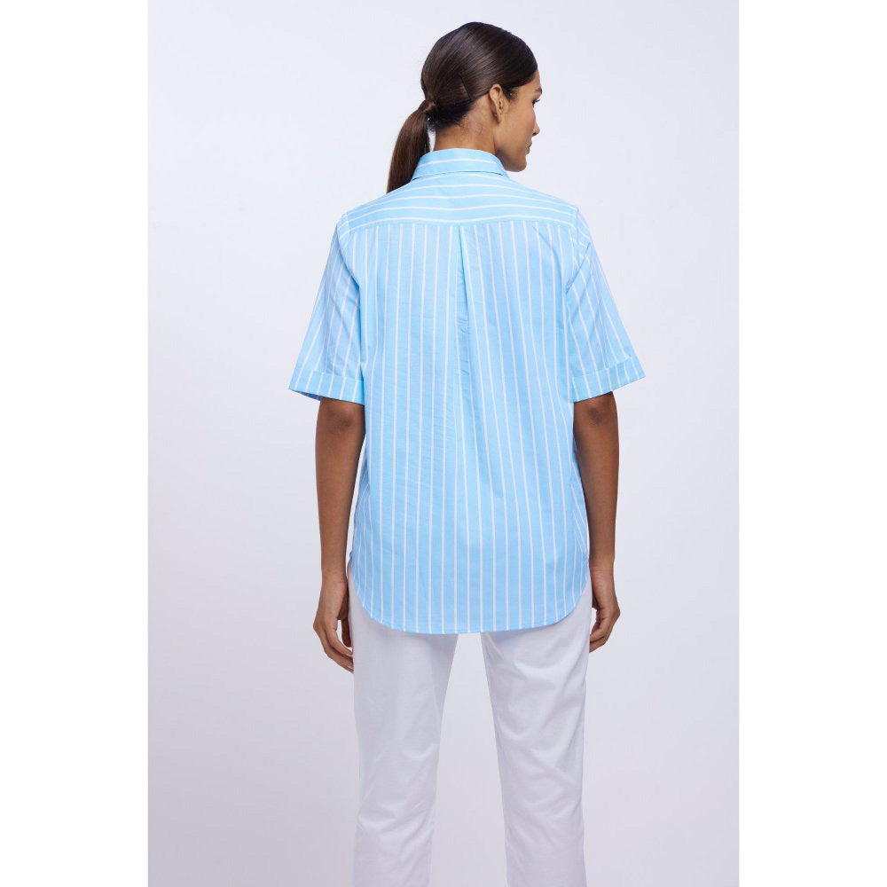 Pallavi Swadi Blue Stripe Star Fringe Shirt