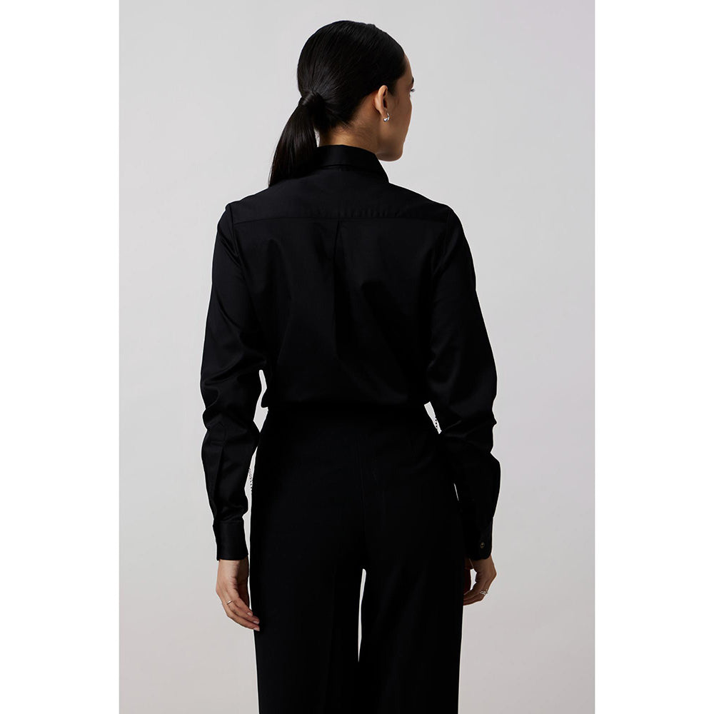Pallavi Swadi Black Fringe Swarovski Shirt