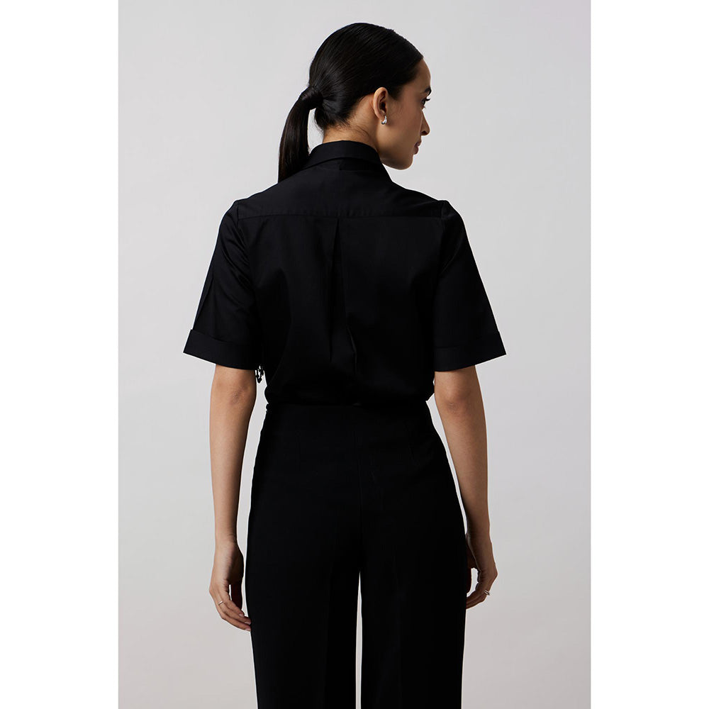 Pallavi Swadi Black Fringe Pannel Shirt