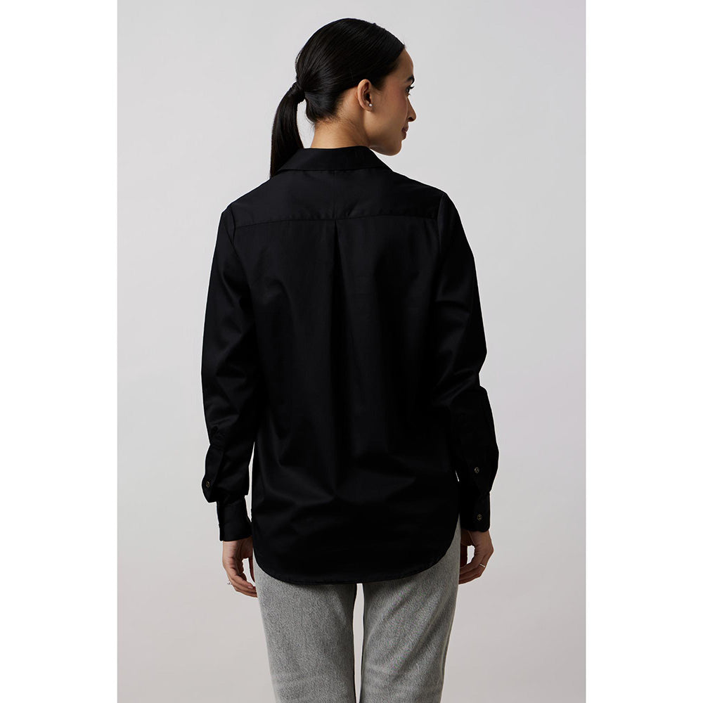 Pallavi Swadi Black Pearl Strip Pocket Shirt