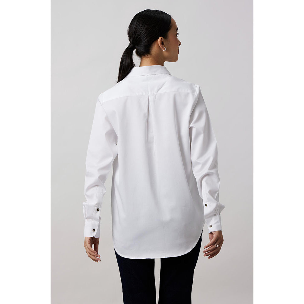 Pallavi Swadi White Emerald Swarovski Button Shirt
