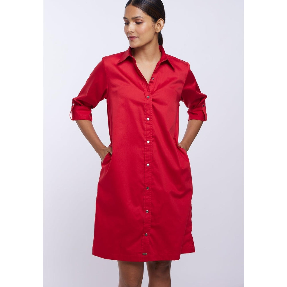 Pallavi Swadi Red Pima Cotton Shirt Dress