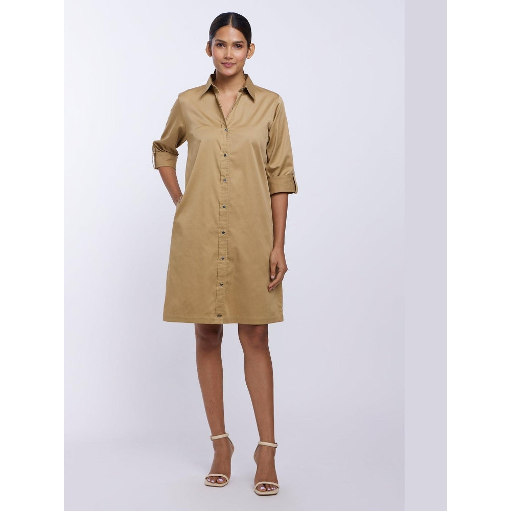Pallavi Swadi Sand Pima Cotton Shirt Dress
