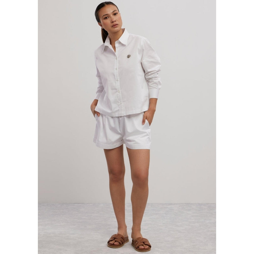 Pallavi Swadi White Swarovski Heart Shorts Co-Ord Set