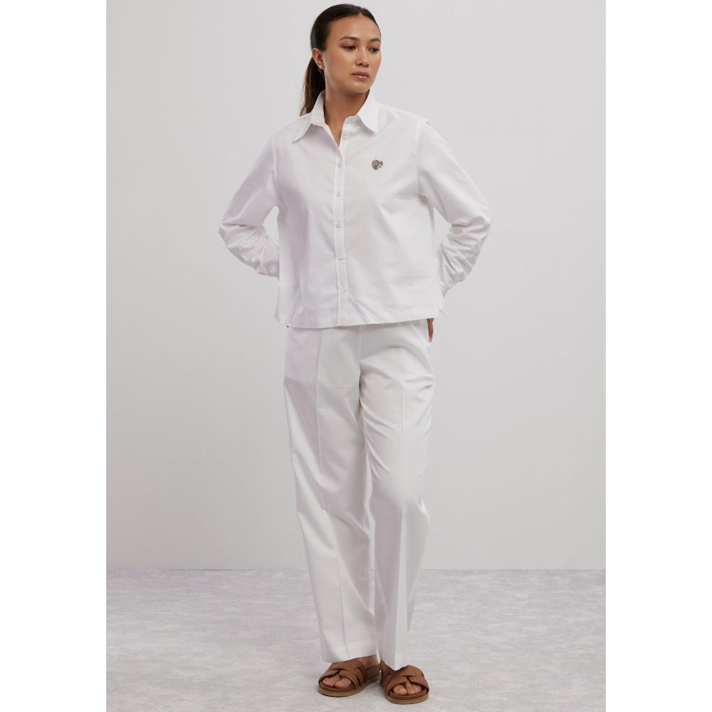 Pallavi Swadi White Swarovski Heart Co-Ord Set