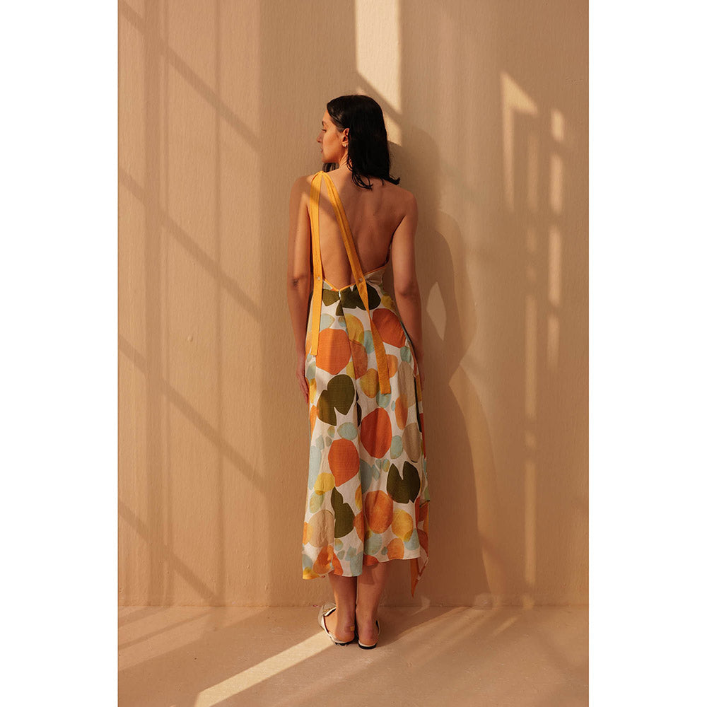 Pallavi Agarwal Yellow Printed Polka Dress With Adjustable Strap (Set of 2)