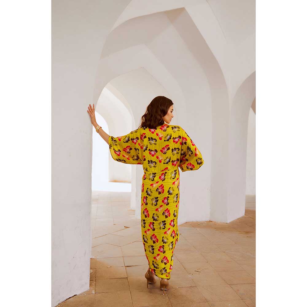 PALLAVI JAIPUR Gulbahar Drawstring Poppy Kaftan Dress