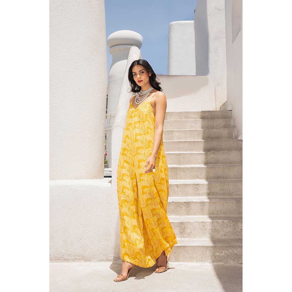 PALLAVI JAIPUR Gulbahar Marigold Yellow Jumpsuit