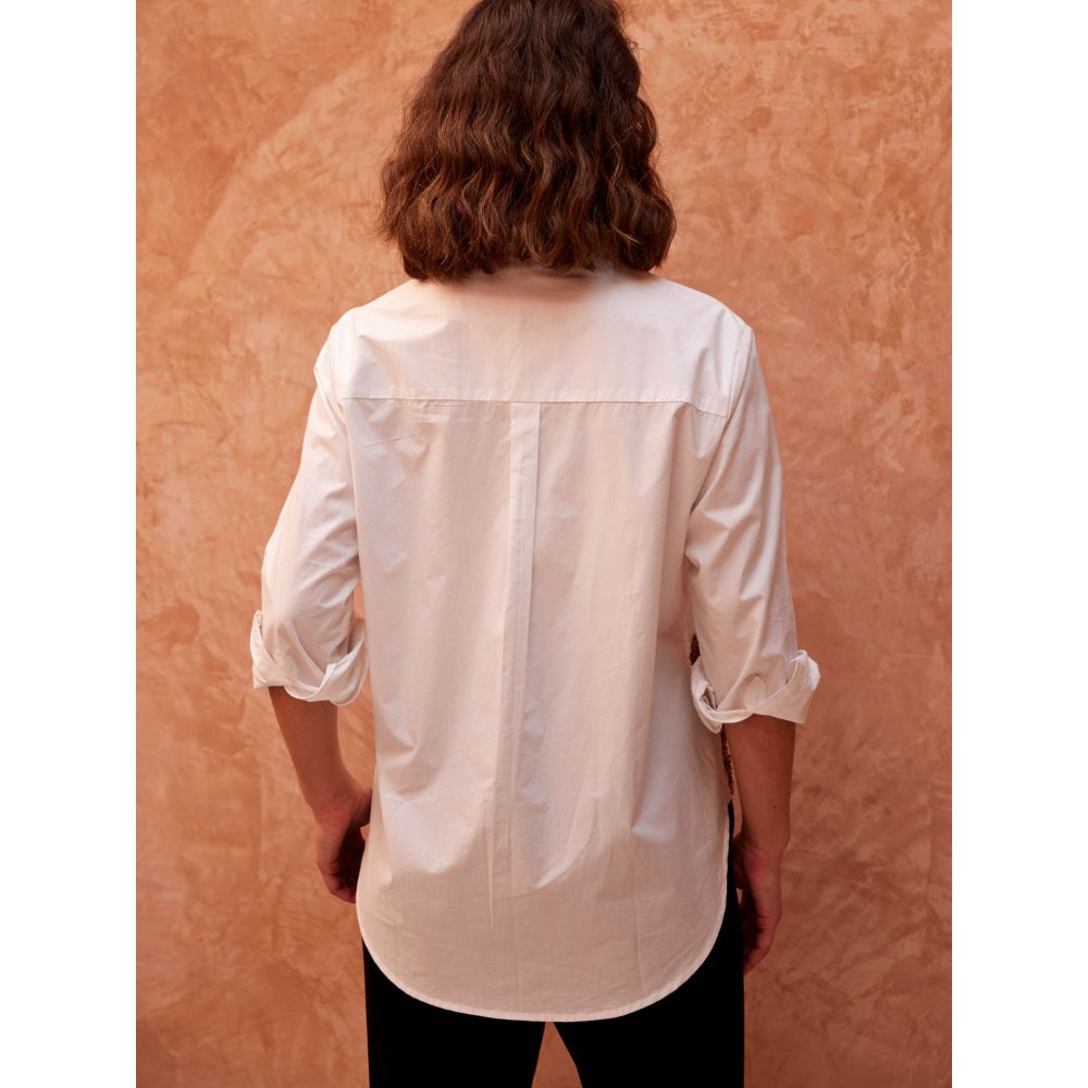 Palak Khandelwal White Shirt with Flower Sequin