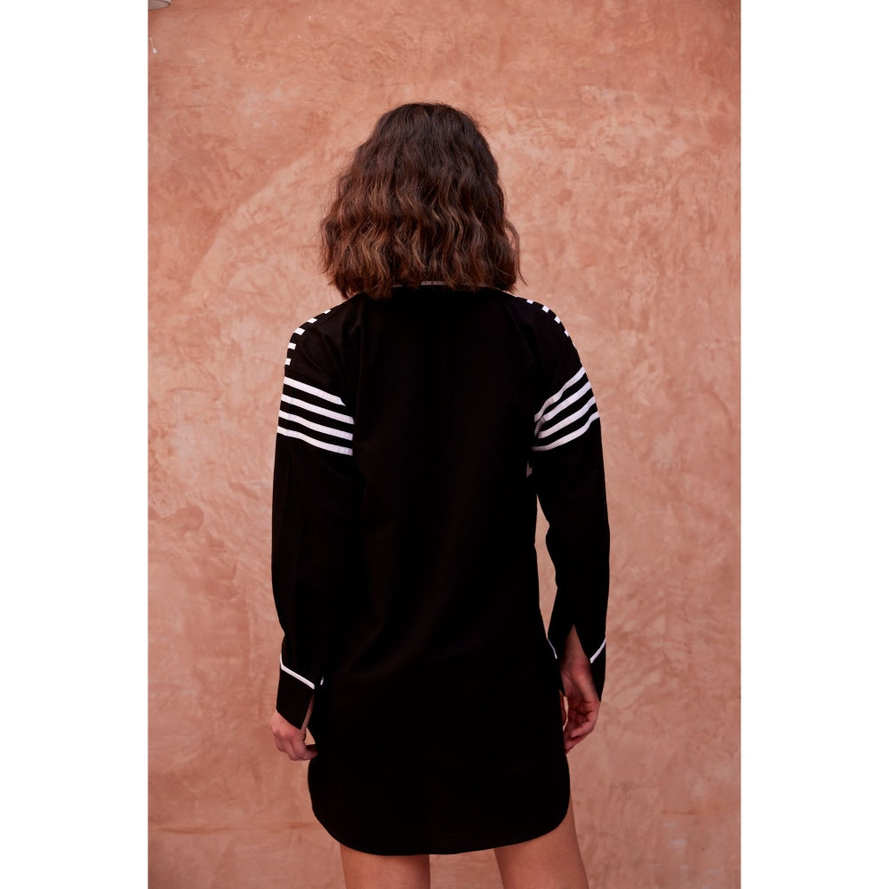 Palak Khandelwal Black Long Shirt with White Stripes