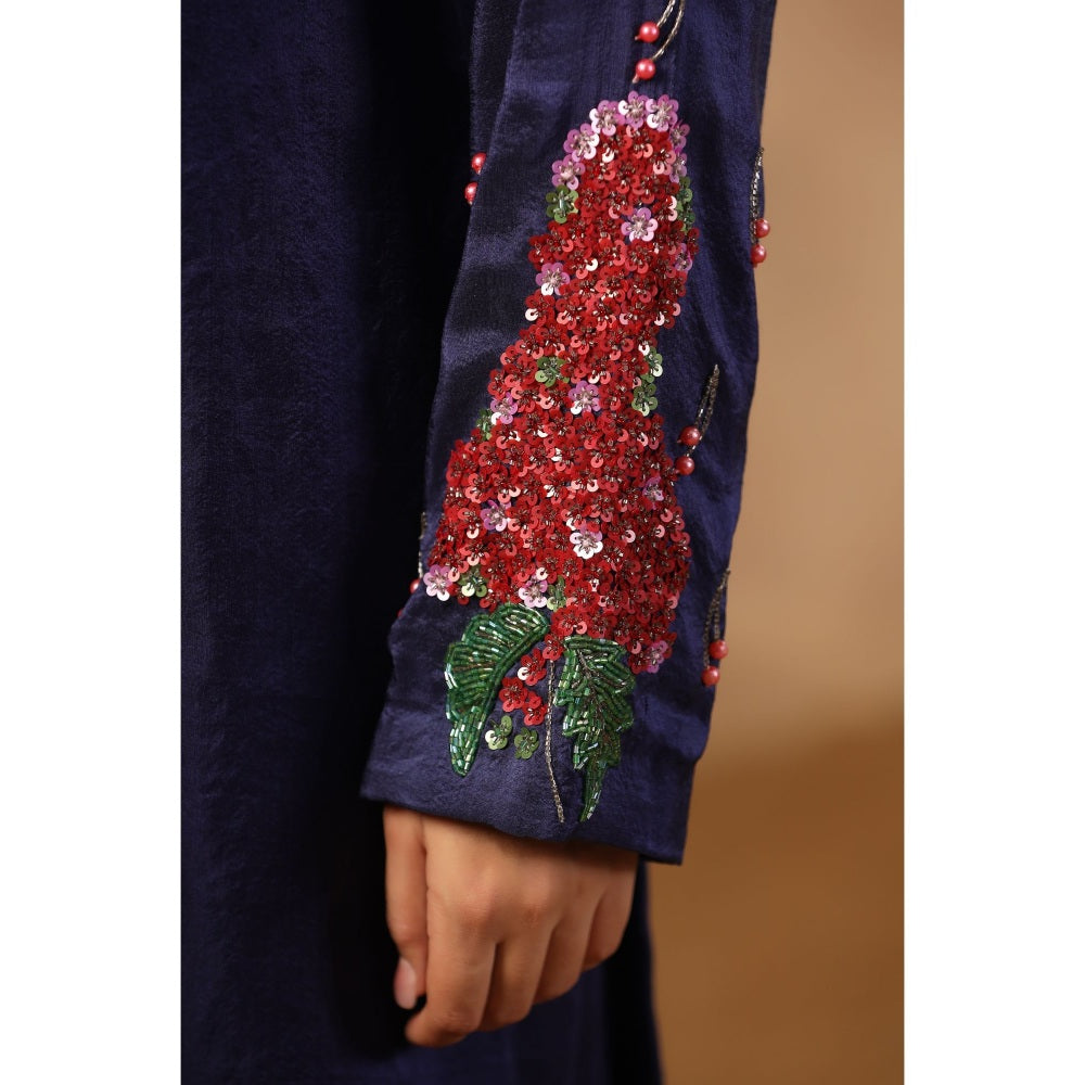 Palak Khandelwal Royal Blue Kurta Paired with Pants and Dupatta (Set of 3)