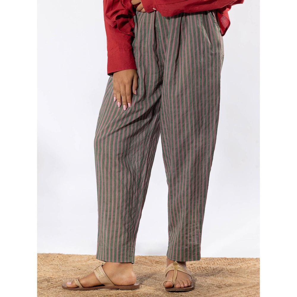PANTS AND PAJAMAS Deep Red Tunic Shirt with Cotton Pant (Set of 2)