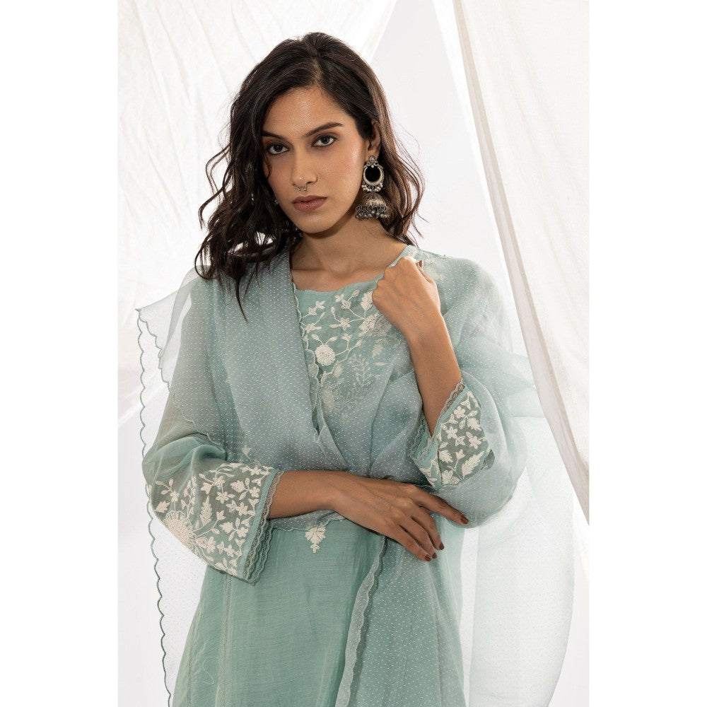 PANTS AND PAJAMAS Aqua Organza Dupatta