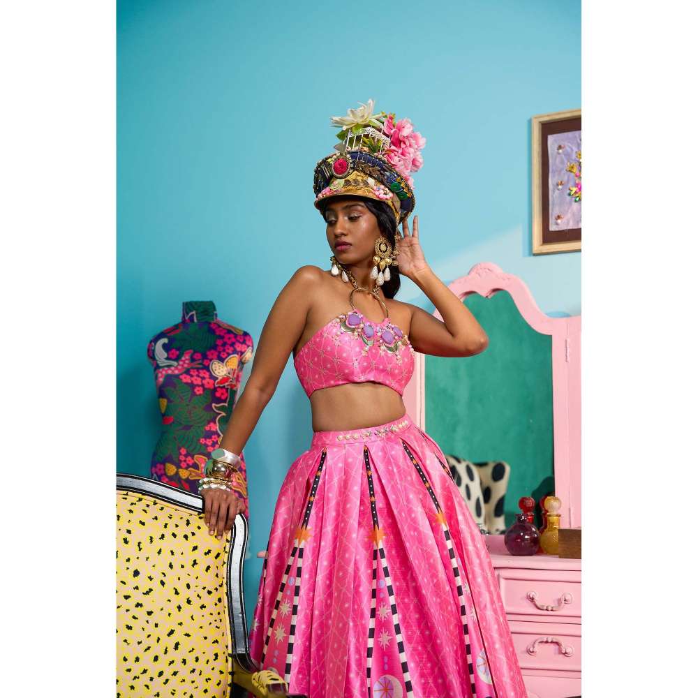 Papa Don't Preach by Shubhika Pink Sparkle Me Silly Lehenga With Blouse And Dupatta