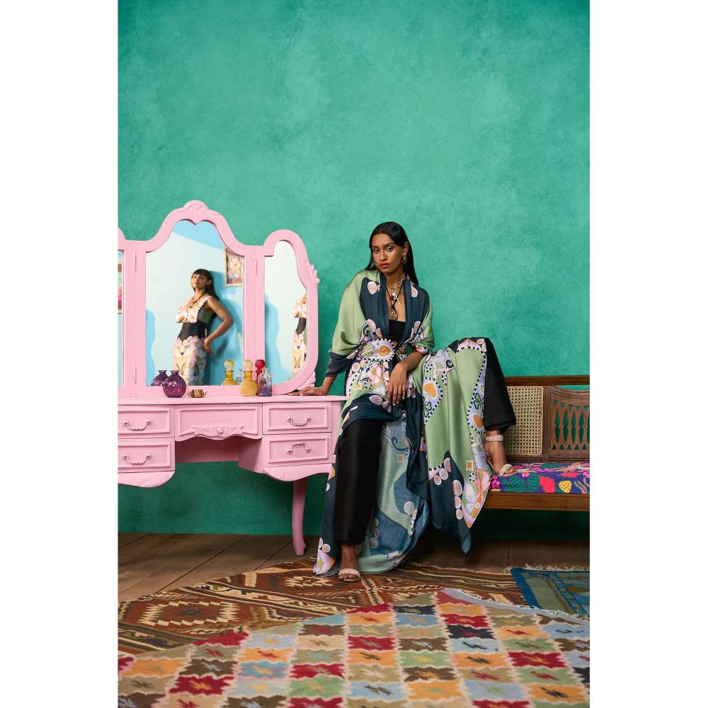 Papa Don't Preach by Shubhika Green Coven Jacket With Belt