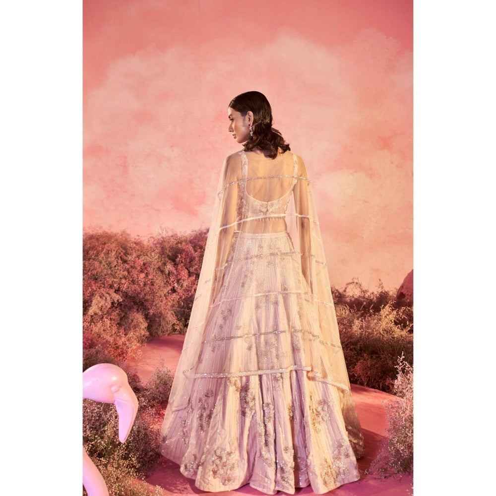 PARUL GANDHI Minar Pink Blouse with Lehenga & Dupatta (Set of 3)