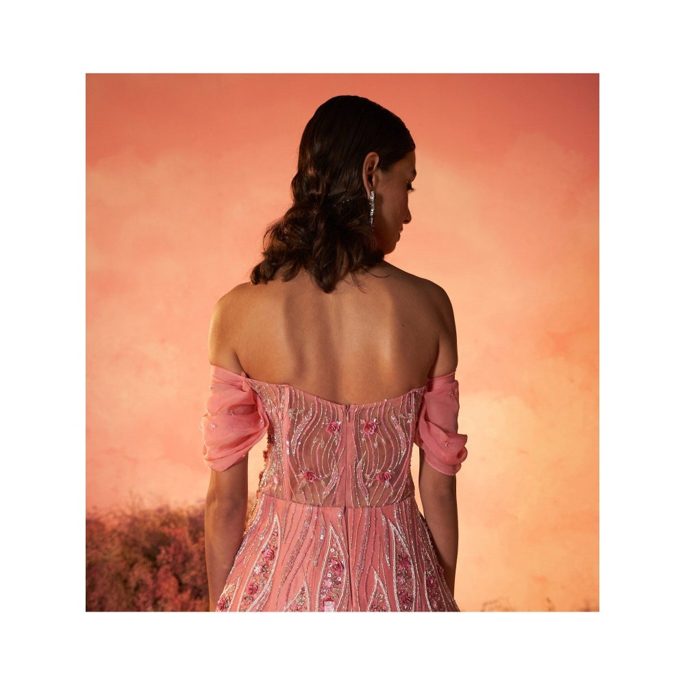 PARUL GANDHI Serina Embellished Peach Gown
